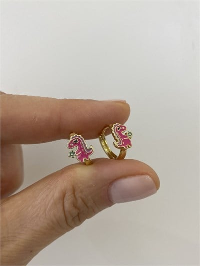 Özel Seri Çocuk Pembe Dino Halka Küpe 
