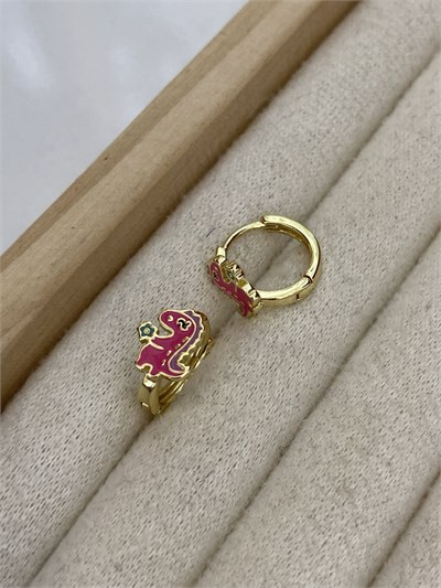 Özel Seri Çocuk Pembe Dino Halka Küpe 