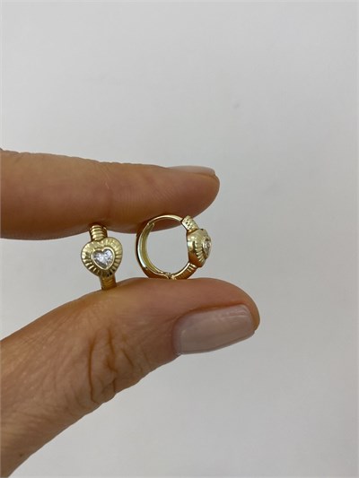 Özel Seri Çocuk Tek Taşlı Kalp Halka Küpe (İç çapı: 0,8cm)