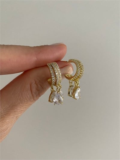 Özel Seri Damla Taşlı Çoklu Görünümlü Küpe