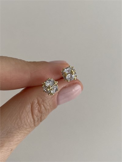 Özel Seri Gömme Kristal Taşlı Kübik Minimal Küpe