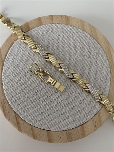 Özel Seri Gömme Taşlı Çizgi Desenli X Model Bileklik (17cm+ek)