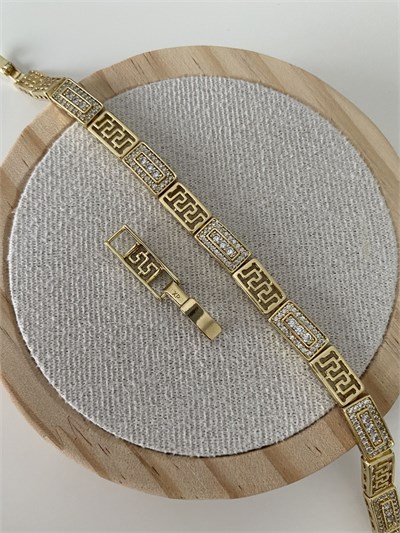Özel Seri Gömme Taşlı Grek Model Bileklik (17cm+ek)