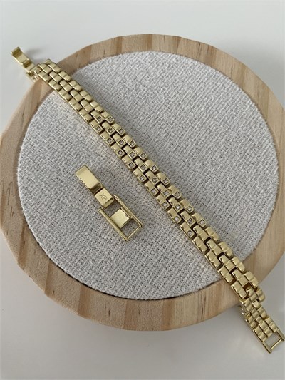 Özel Seri Gömme Taşlı Kare Detaylı Bileklik (17cm+ek)