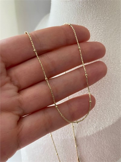 Özel Seri Mini Top Detaylı İnce Çubuklu Zincir Kolye 45cm