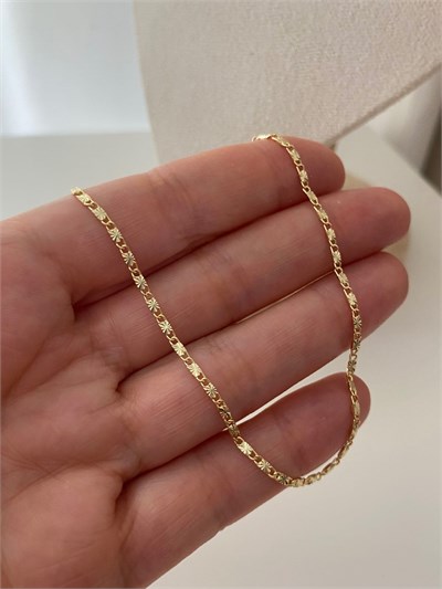 Özel Seri Minimal Lazer Kesim Yıldızlı Ezme Zincir Kolye 45cm