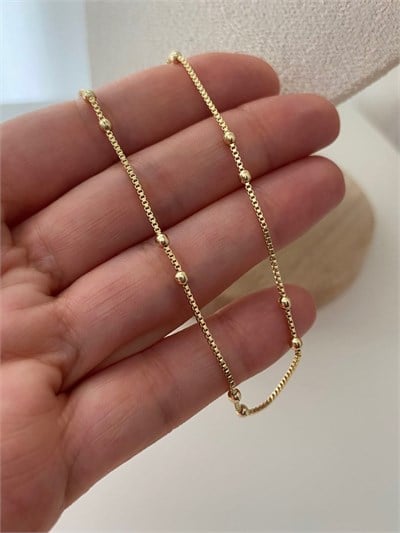 Özel Seri Minimal Top Detaylı Bismark Zincir Kolye 45cm