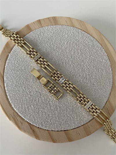 Özel Seri Ortası Büyük Kare Tek Taşlı Hasır Model Bileklik (17cm+ek)