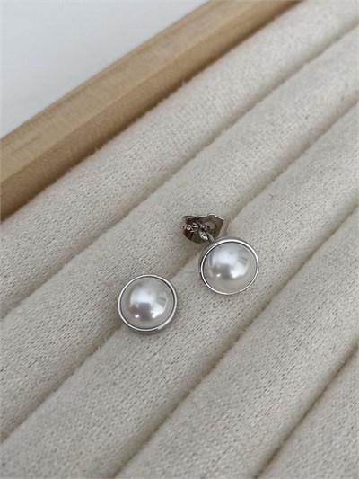 Özel Seri Parlak Mine Detaylı Yuvarlak Form Minimal Küpe Silver