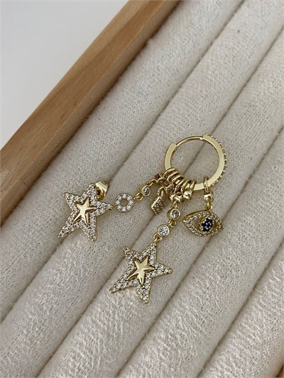 Özel Seri Star Eye Asimetrik Charm Küpe