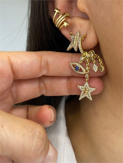 Özel Seri Star Eye Asimetrik Charm Küpe