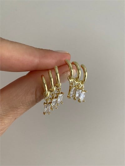 Özel Seri Taşlı Sallantılı Çoklu Görünümlü Küpe