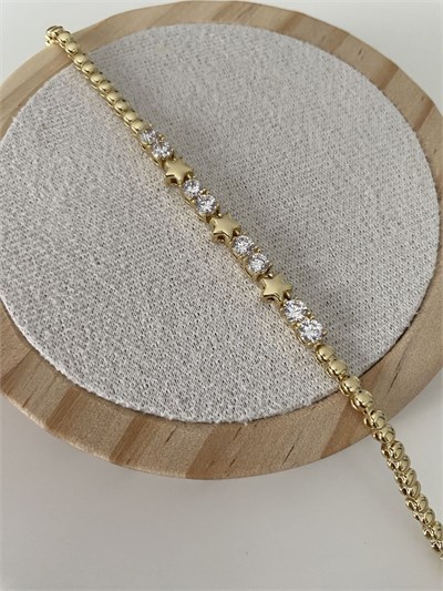 Özel Seri Tek Taş Detaylı Üç Yıldız Bileklik (17cm+ek)