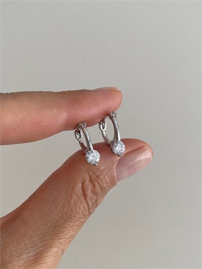 Özel Seri Tek Taşlı Minimal Halka Küpe