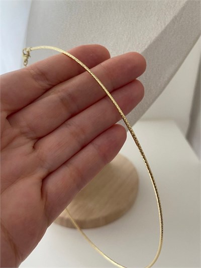 Özel Seri Yansımalı Kesme Tel Zincir Kolye 41,5cm