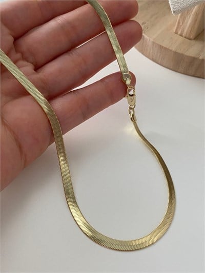 Özel Seri Yassı İtalyan Zincir Kolye 45cm