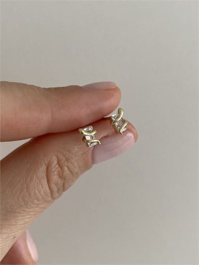 Özel Seri Yılan Figürlü Baget Minimal Küpe