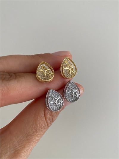 Özel Seri Yıldız Detaylı Üç Boyutlu Minimal Küpe
