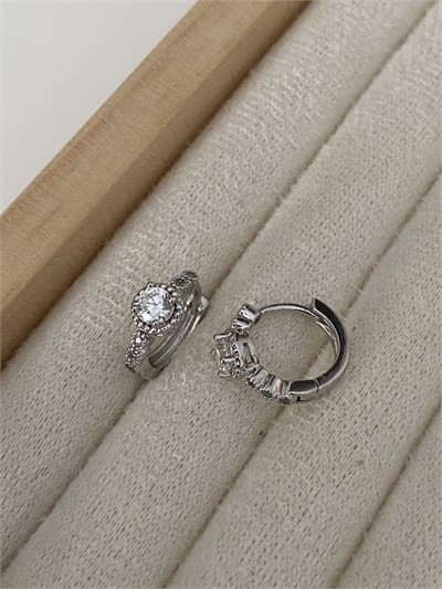 Özel Seri Yuvarlak Sıralı Taşlı Minimal Halka Küpe