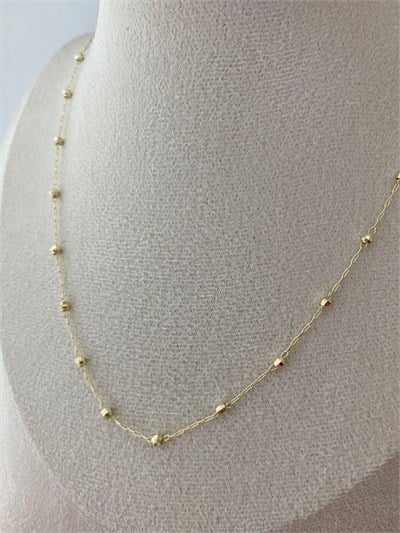 Yansımalı Dorika Top Detaylı Zincir Kolye 60cm