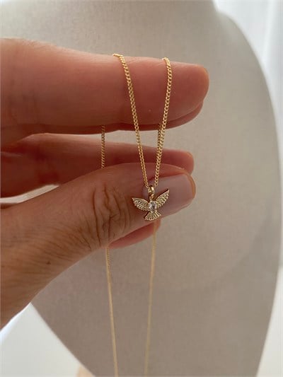 Minimal Taşlı Anka Kuşu Kolye