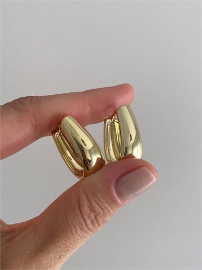Özel Seri Basic Bombeli Uzun Oval Halka Küpe