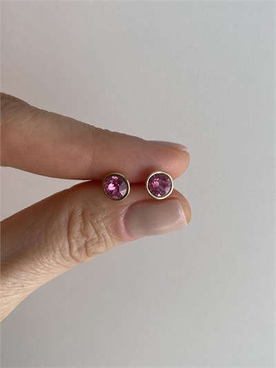 Özel Seri Fuşya Swarovski Taşlı Minimal Tek Taş Küpe