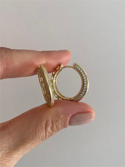 Özel Seri Basic Gömme Taş Detaylı Halka Küpe