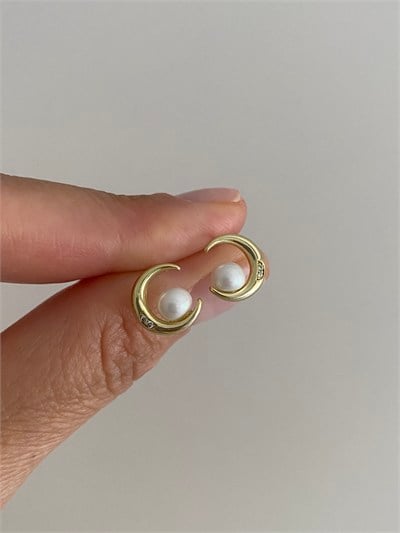 Özel Seri İncili Minimal Hilal Küpe