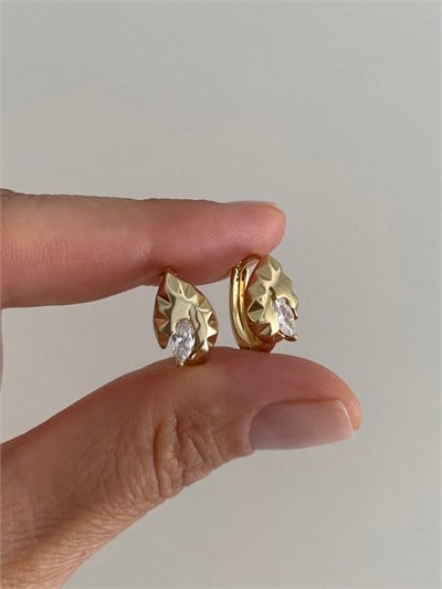 Özel Seri Lazer Kesim Oval Taşlı Minimal Halka Küpe