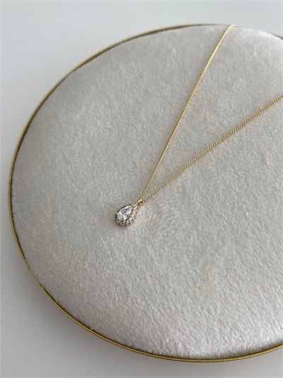 Özel Seri Minimal Damla Model Taşlı Kolye