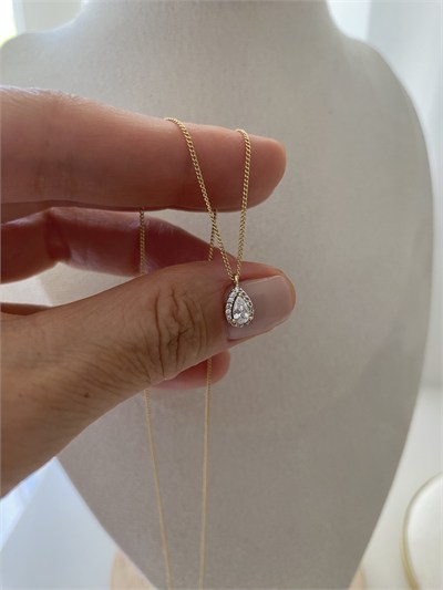 Özel Seri Minimal Damla Model Taşlı Kolye