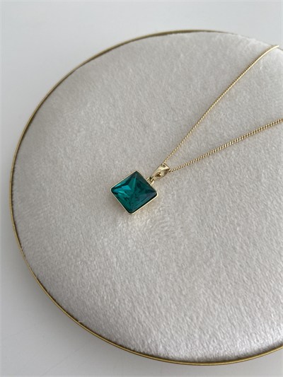 Özel Seri Minimal Yeşil Swarovski Taşlı Kolye