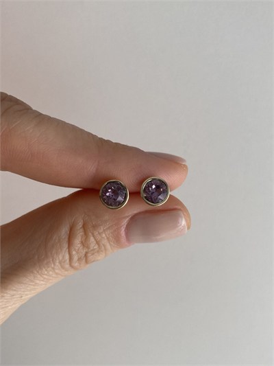 Özel Seri Mürdüm Swarovski Taşlı Minimal Tektaş Küpe 