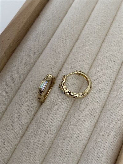 Özel Seri Swarovski Dikdörtgen Taşlı Basic Halka Küpe