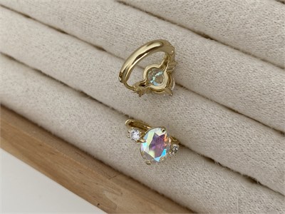 Özel Seri Swarovski Dört Tırnaklı Oval Taşlı Halka Küpe