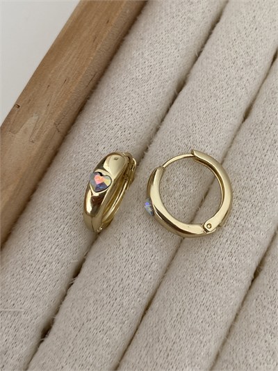 Özel Seri Swarovski Taşlı Kalp Halka Küpe
