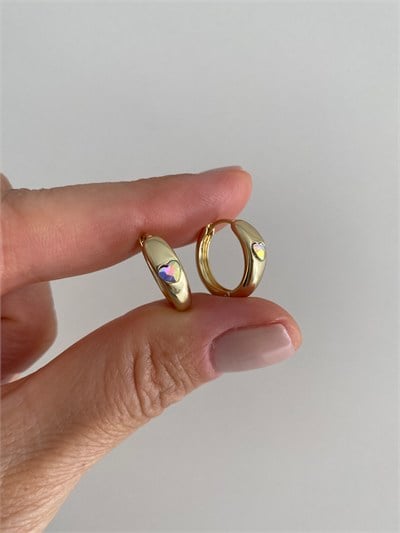 Özel Seri Swarovski Taşlı Kalp Halka Küpe