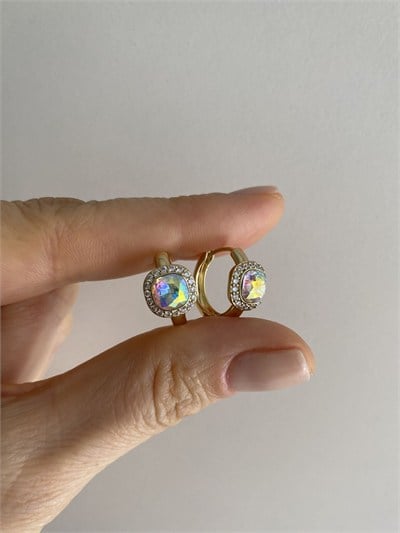 Özel Seri Swarovski Kare Taşlı Gömme Zirkon Detaylı Halka Küpe