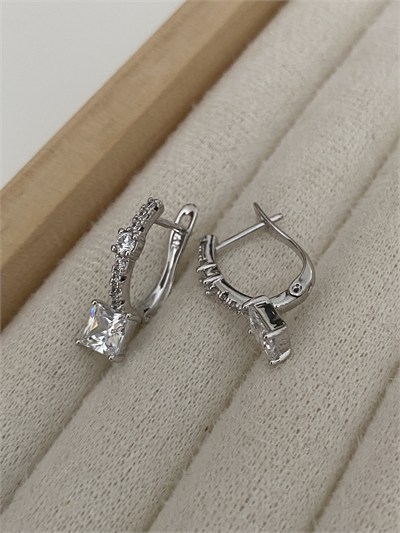 Özel Seri Swarovski Kare Taşlı Halka Küpe