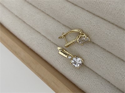 Özel Seri Swarovski Kare Taşlı Minimal Halka Küpe