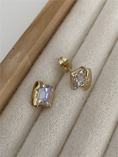 Özel Seri Swarovski Taşlı Dikdörtgen Minimal Küpe