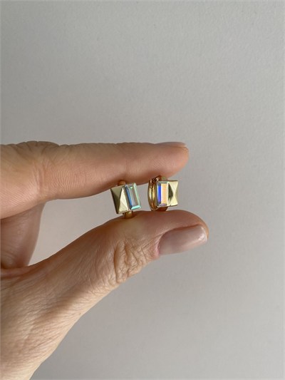 Özel Seri Swarovski Taşlı Geometrik Halka Küpe