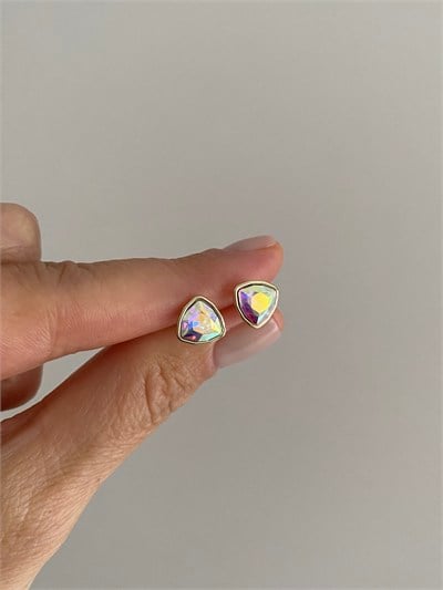 Özel Seri Swarovski Taşlı Minimal Üçgen Küpe