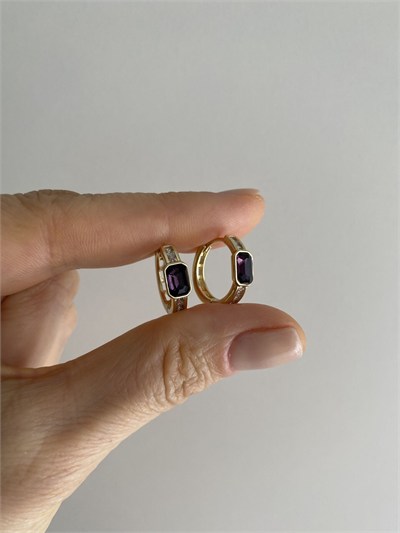 Özel Seri Swarovski Taşlı Mürdüm Halka Küpe