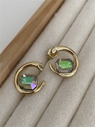 Özel Seri Swarovski Taşlı Spiral Düğme Küpe