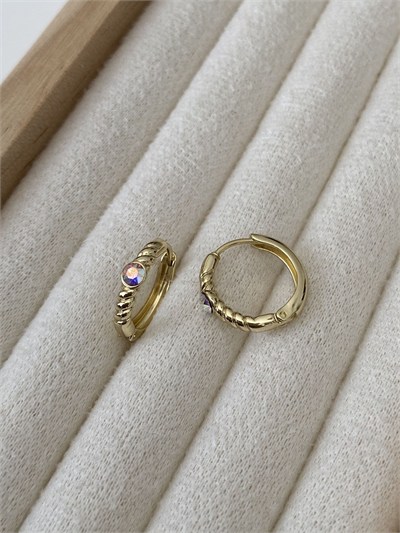 Özel Seri Swarovski Tek Taşlı Basic Halka Küpe