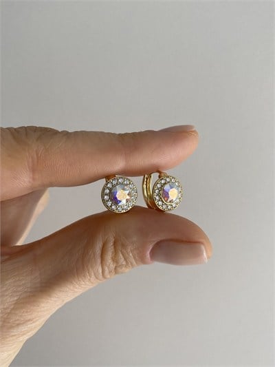 Özel Seri Swarovski Yuvarlak Taşlı Gömme Zirkon Detaylı Halka Küpe