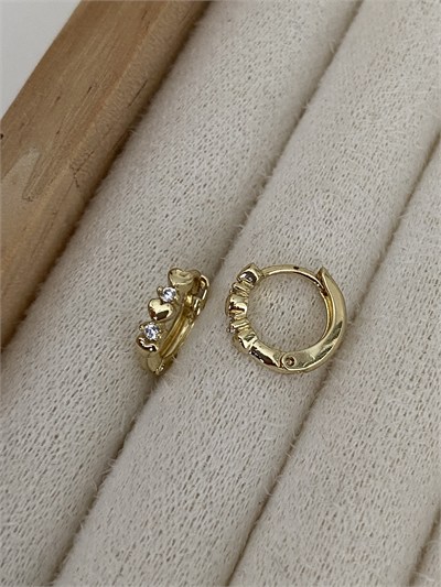 Özel Seri Taşlı Sıralı Kalp Figür Minimal Halka Küpe