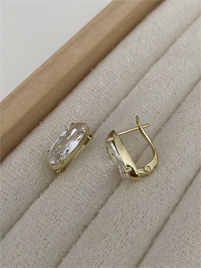 Özel Seri Tırnaklı Oval Taşlı Minimal Halka Küpe